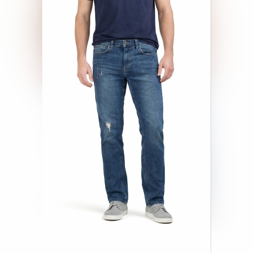 True Craft Slim Fit Jeans Mens 34x30 Distressed Wash Denim Casual Streetwear Fit
